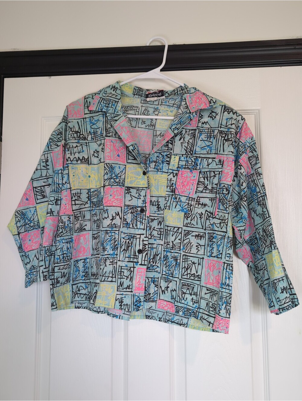 Large Rhapsody vintage retro 80s colorful abstract top